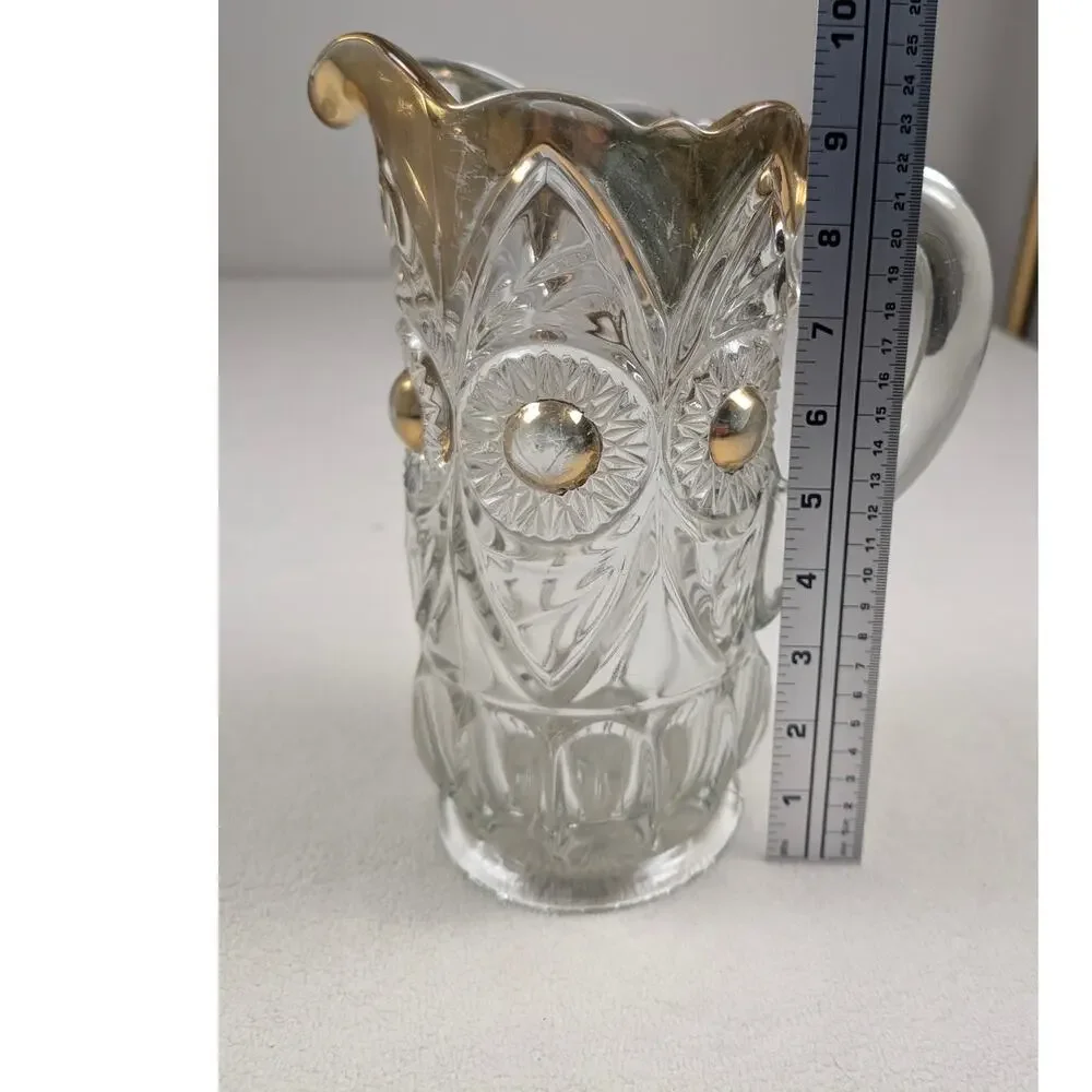 US Glass Company‎ Pitcher Gold Bullseye & Fan Gold Trim EAPG Antique Heavy
